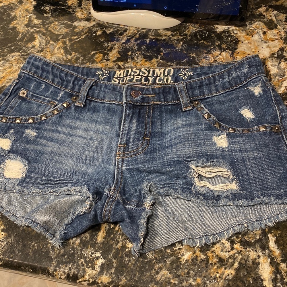 Juniors casual solid blue distressed size 1